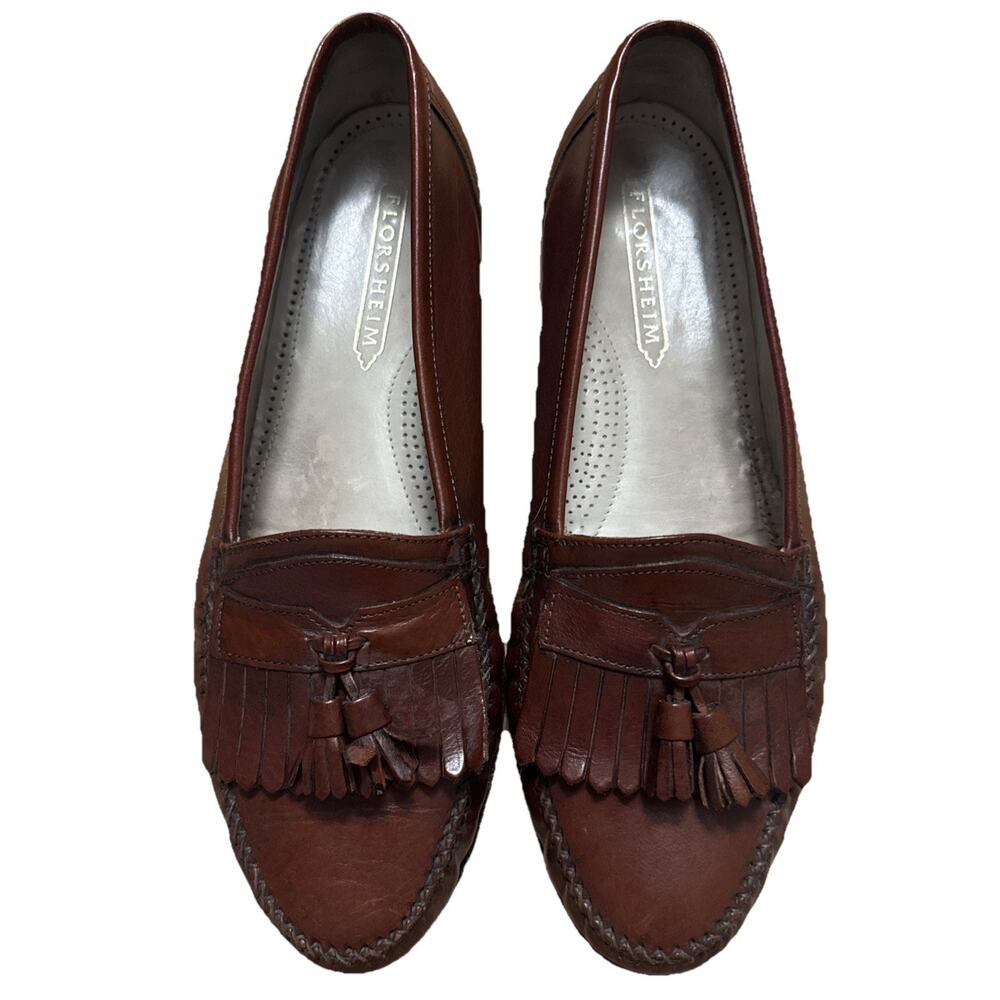 Florsheim Mens Shoes 10.5D Leather Tassel Loafers Burgundy Kilty Vintage